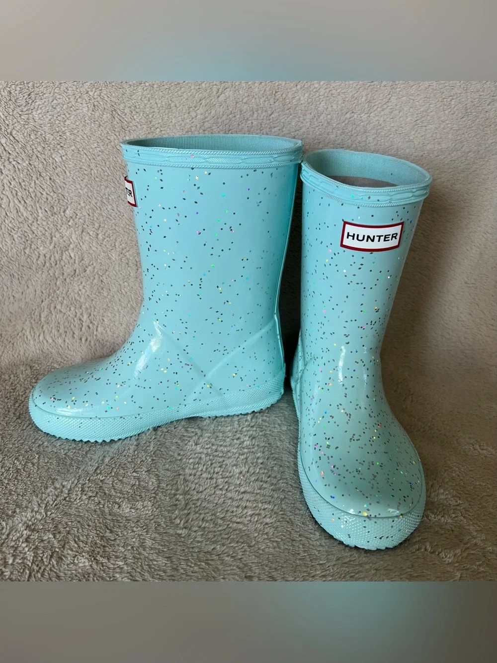 NWT Hunter Toddler Light Blue Speckle Rain Boot